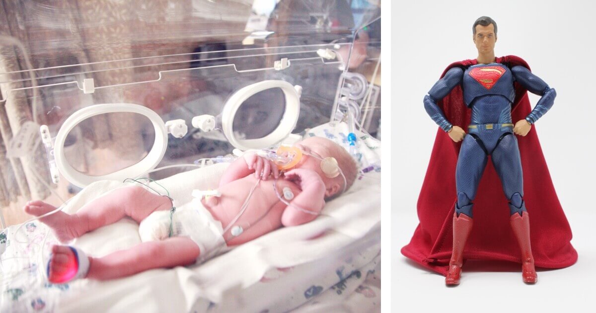 Premature baby with Superman