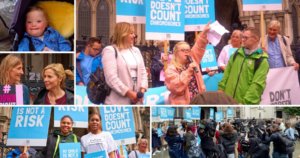Disability rights campaigners rally outside High Court as case over discriminatory abortion law heard