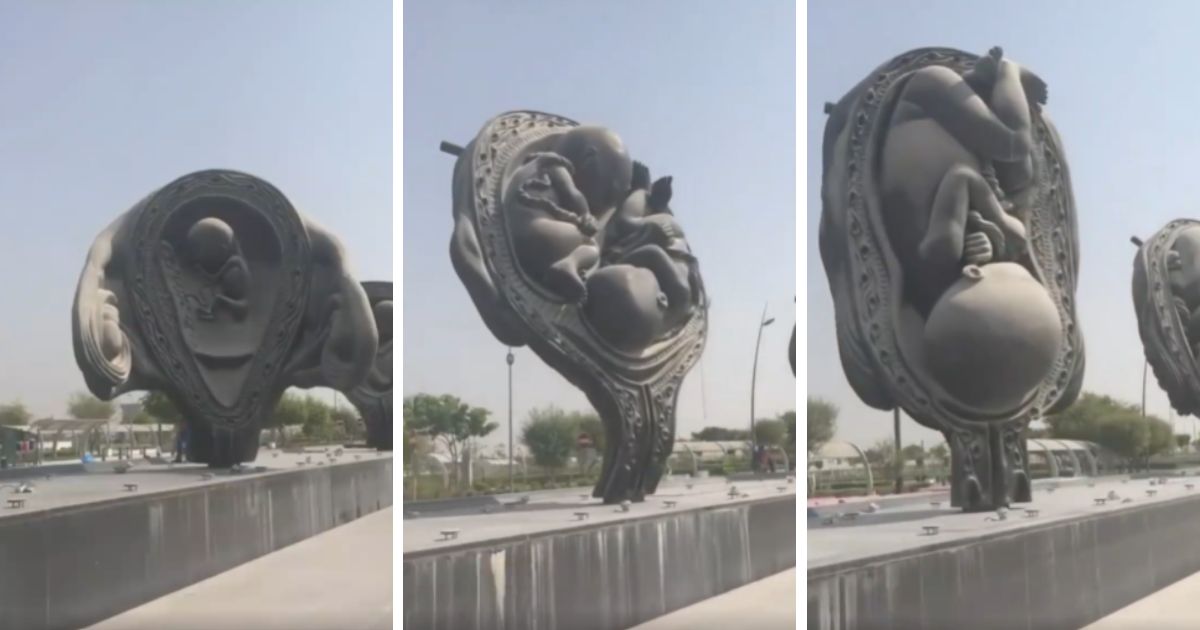 Damien Hirst's giant sculptures of the development of the unborn baby are still on display in Qatar a decade later