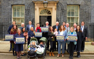Petition of 102,573 calling for lower abortion limit delivered to No. 10 by parents of children born at 22 and 23 weeks