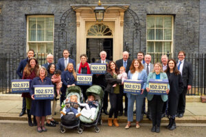 Petition signed by 102,573 calling for cut to abortion time limit delivered to 10 Downing Street by parents of children born at 22 and 23 weeks along with large group of MPs