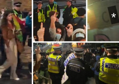 Manchester Police protect young female pro life speaker from screaming pro abortion mob