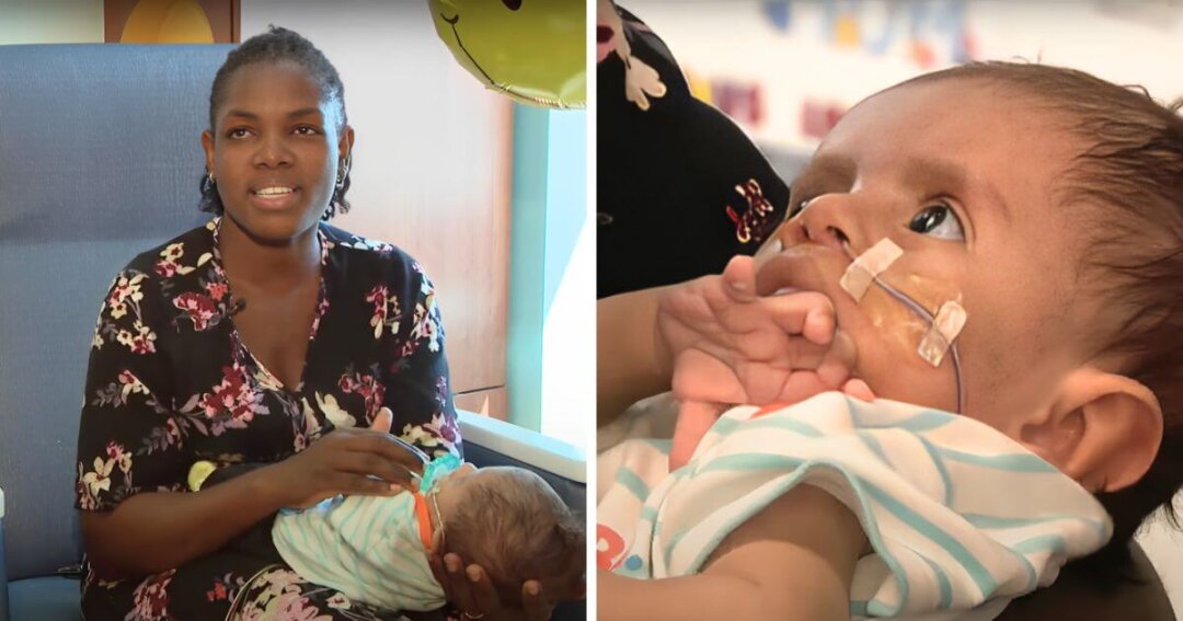 Mother and son reunited after baby sent away for life-saving treatment