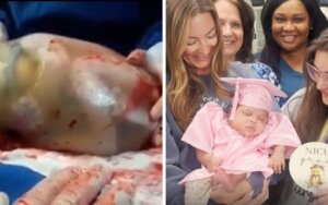 “Miracle” premature baby born inside her amniotic sac home after 146 days