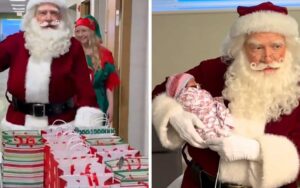 Premature babies still in hospital get special visit from Father Christmas
