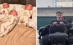 Tiny premature triplets make it home from hospital for Christmas