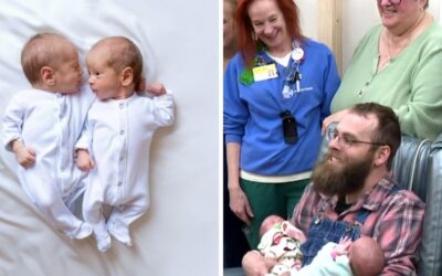 Father and baby twins, born 35 years apart, both premature and treated by same nurses