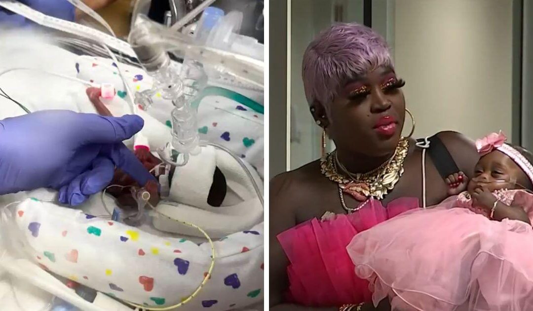 Tiny premature baby weighing just 301g goes home from hospital after 7 months