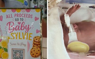 Baby Sylvie, born at just 25 weeks weighing 1lb, doubles her weight as community rallies around her family