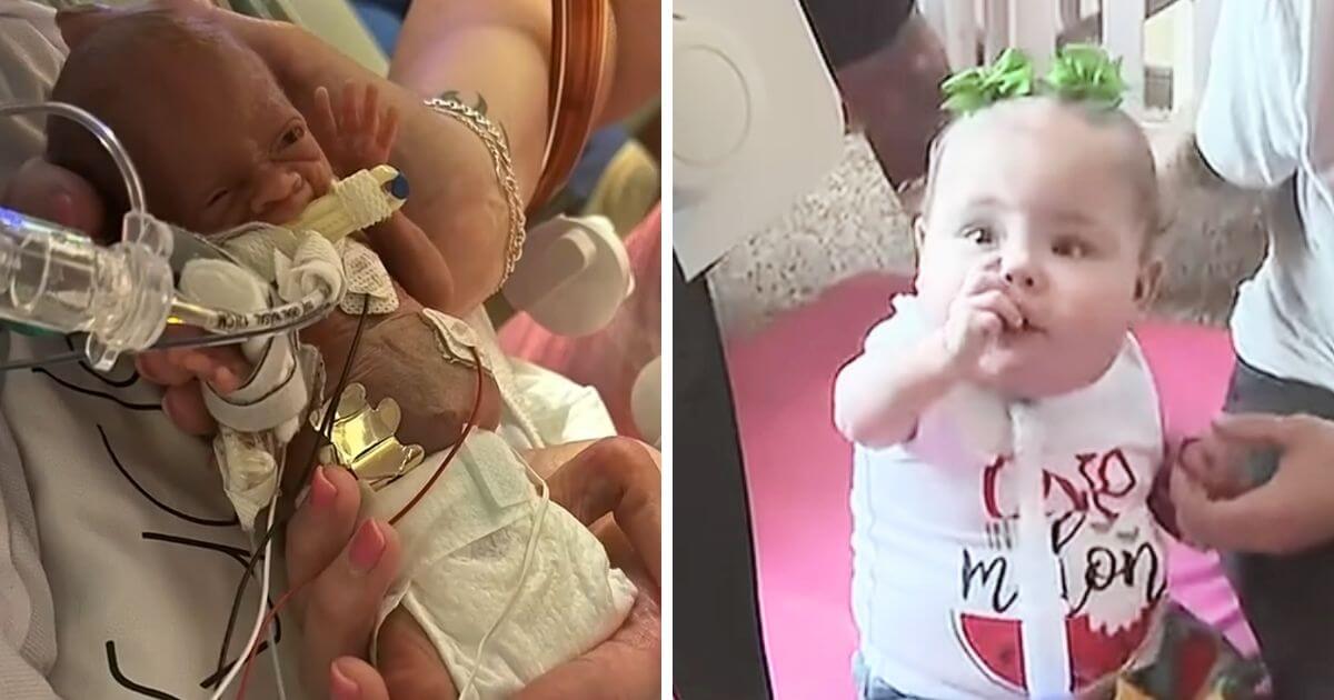 Premature baby girl finally goes home after spending first year of her life in hospital